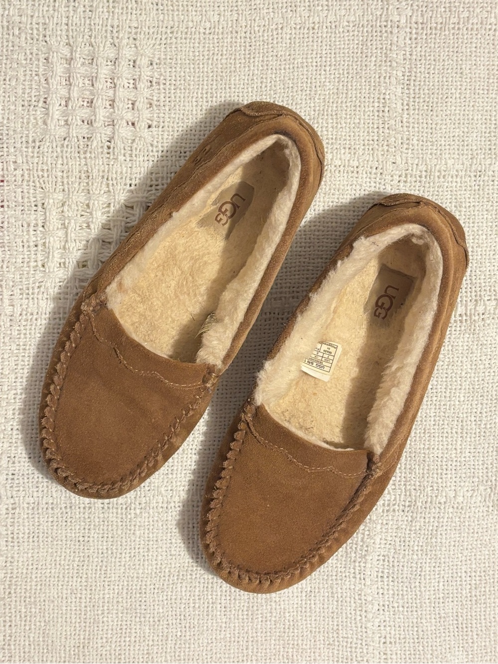 UGG Chestnut Suede Shearling-Lined Slippers